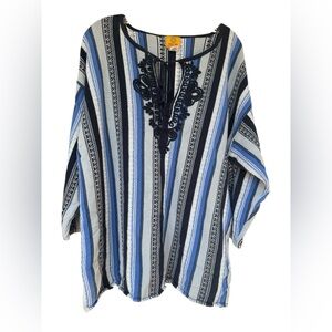 Ruby Rd. Women’s size 1X plus V-Neck Sweater navy embroidered